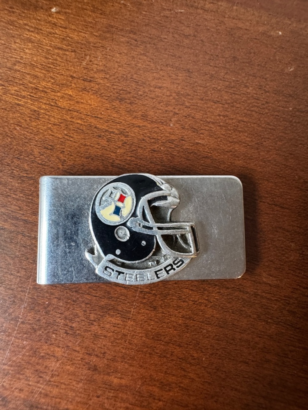 Vintage Pittsburgh Steelers Pewter-Style Enameled Helmet Metal Money Clip